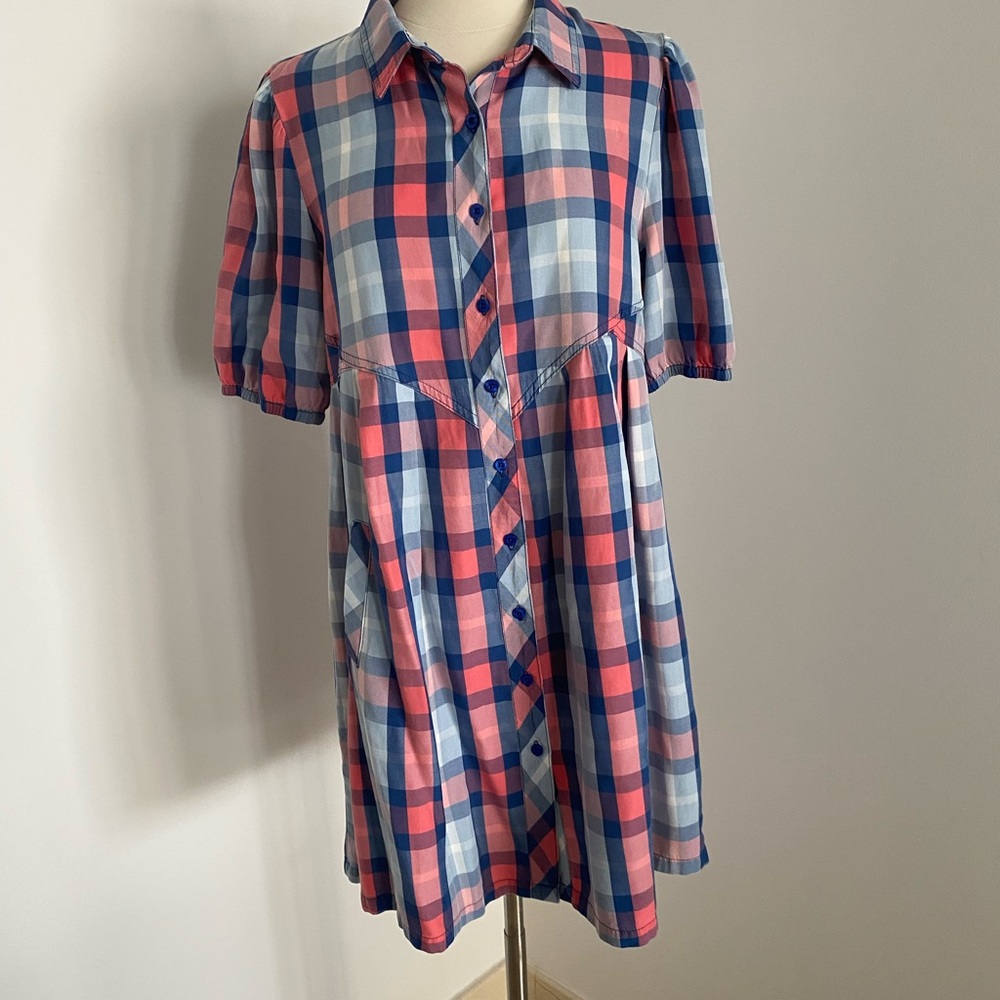 Plaid Dress - Blue and Pink